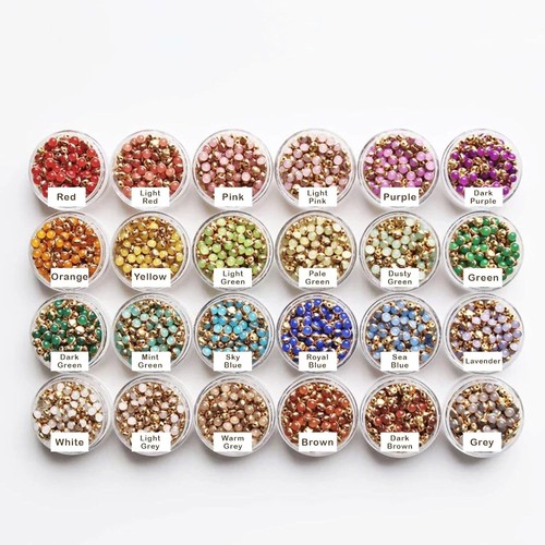 4mm / 0.16" Super Tiny Multi-Color Buttons with Brass Base, / 0.16", Pink - Picture 5 of 9