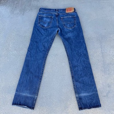 Levis 501 Original Fit 100% Cotton Men Straight Leg Blue Denim Jeans 33x34