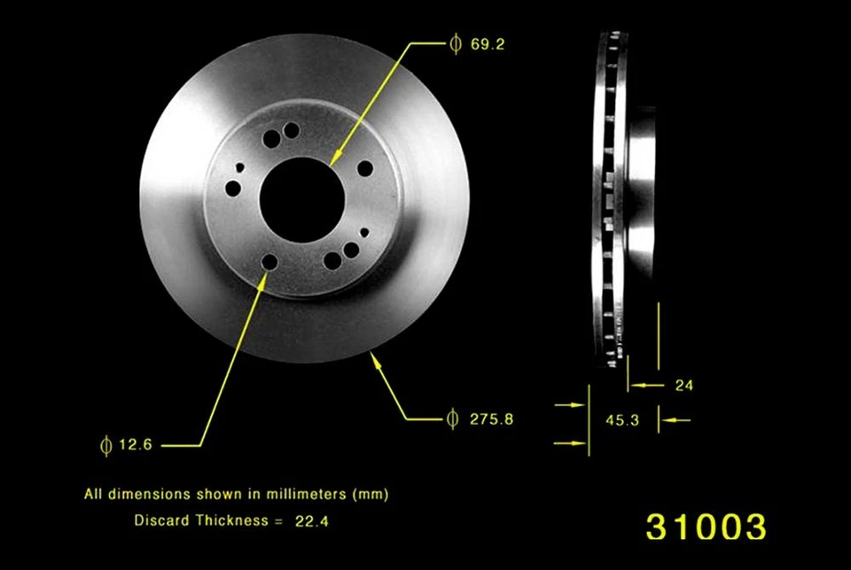 For Mitsubishi Eclipse 91-97 Global Premium Plain Vented Front Brake Rotor Foto 2 de 3