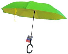 Revers-A-Brella Inverted No Drip Umbrella Reverse Folding Windproof NWT 42" New