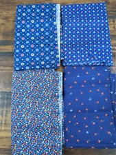 Lot of Dark Blue Floral Fabric, 15.3oz
