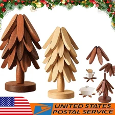 Wooden Trivets for Hot Dishes, Tree-Shaped Trivet Set with Stand, Heat-Resistant