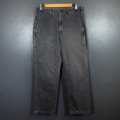 Alex Mill 8 women s gray workwear style striped herringbone jeans pants