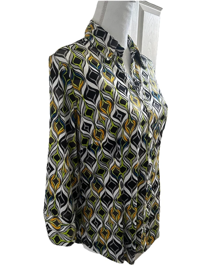 Blusa Essentials By Milano Mediana Geométrica Blanca Gris Verde Amarillo Azul Negra Foto 4 de 4