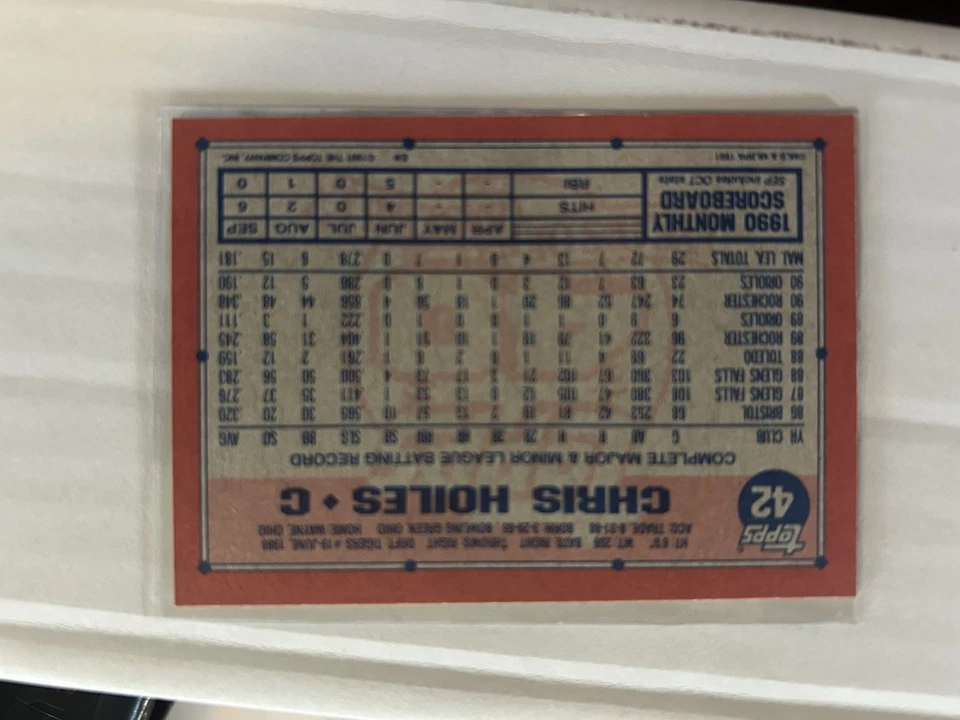 1991 Topps - Chris Hoiles #42 borde blanco insertado en el frente Foto 2 de 2