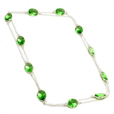 Handgefertigte grüne Amethyst Edelstein 925 Sterlingsilber Schmuck...