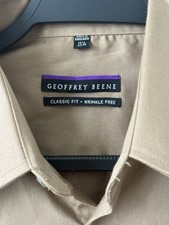 Geoffrey Beene Beige Classic Fit Wrinkle Resistant Dress Shirt 15.5 32/33