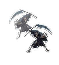 Grim Reaper Vinyl Decal Gothic Skull Death Scythe Sticker Laptop Wall Car 2 PACK
