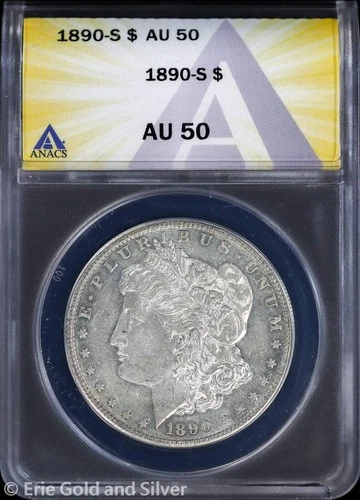 1890-S $1 Morgan Silver Dollar ANACS AU 50