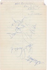 1975 SIGNED PAGE BOTH SIDES  BASKETBALL (10) LA LAKERS  & PISTONS LUCIUS ALLEN