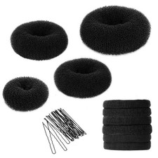 Bun Maker Kit - Donut Hair Accessory Set with Large, Medium, Small Sizes, Ela...
