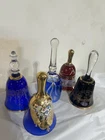 murano 24k gold paint art glass hand painted floral design bohemia lot of 5