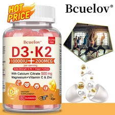 Vitamin D3 + K2 60 Gummies - Strong Bones and Muscles - Immune System Health