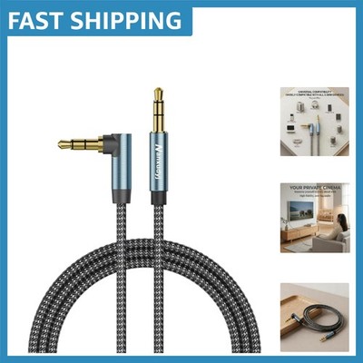 Versatile 20ft Aux Cable - 90 Degree Right Angle, Gold-Plated for Optimal Sound