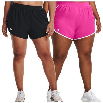Under Armour Damen Plus Size Fly-By 2.0 Shorts Schwarz Pink Atmungsaktiv Leicht