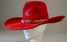 Vintage BULLHIDE Red Felt Cowgirl Hat Southwestern Womens S Cowboy Western READ