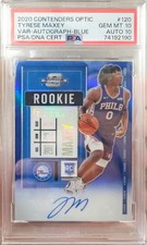 2020-21 Panini Contenders Optic Tyrese Maxey Rookie #120 Blue Auto /49 - PSA 10