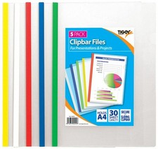 A4 Clip Bar Slide Binders Side Bound Presentation Files Folders Clipbar - Pack 5