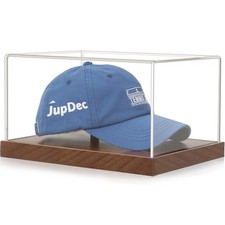 Hat Display Case Clear Acrylic UV Protection Solid Wood Base Hat Shaper for