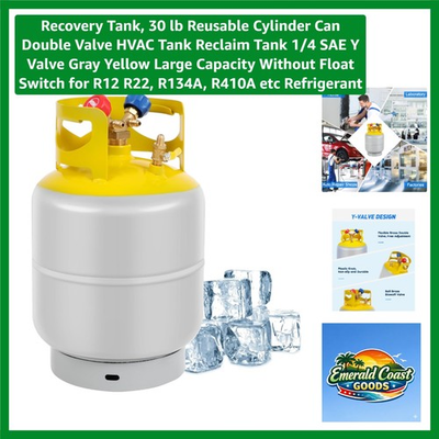 #ad High Pressure 30 lb Refrigerant Recovery Cylinder with Dual Valve Convenience $154.99