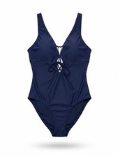 Navy Blue Lace-Up Cutout One-Piece Swimsuit  New Without Tags