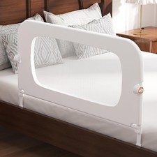 FigTime Bed Rail Guard for Toddlers Kids 32" White Foldable Flip Down Reinforced