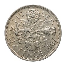 1967 Great Britain Sixpence Coin   Queen Elizabeth II, Copper-Nickel 6d Z3188