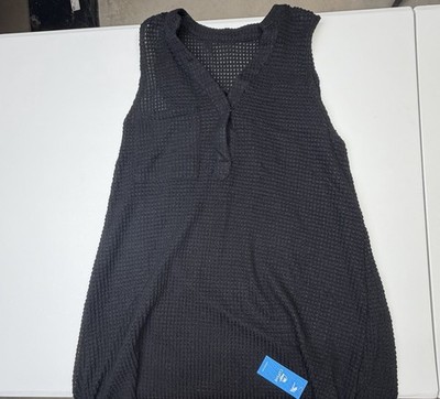 Cupshe Swimsuit Black Mesh Dress With Pocket Coverup Woman s Size Large NWT