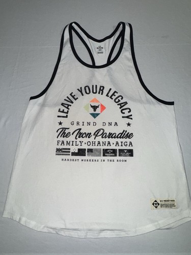 Under Armour Project Rock Ohana Tank Top White Shirt Mens XL Iron Paradise