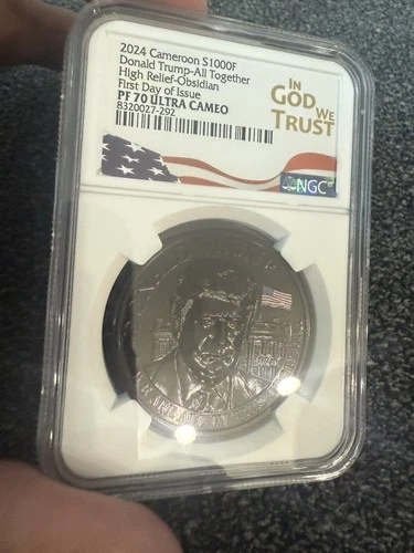 2024 Cameroon Obsidian S1000F Coin Donald Trump - All Together NGC PF 70
