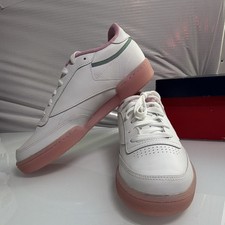 Reebok Classic Women  s Low Top Lace-Up Sneakers White Pink Green Logo