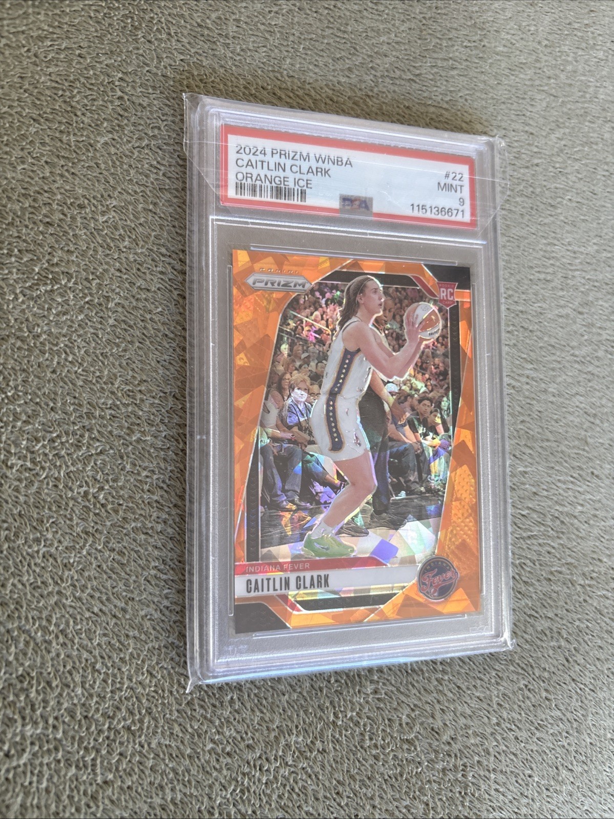2024 Panini Prizm WNBA Caitlin Clark #22 Orange Ice Prizm (RC) Psa 9 view 4