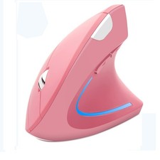 Wireless Mouse Ergonomic Vertical Ergo LED Light High Precision Pink