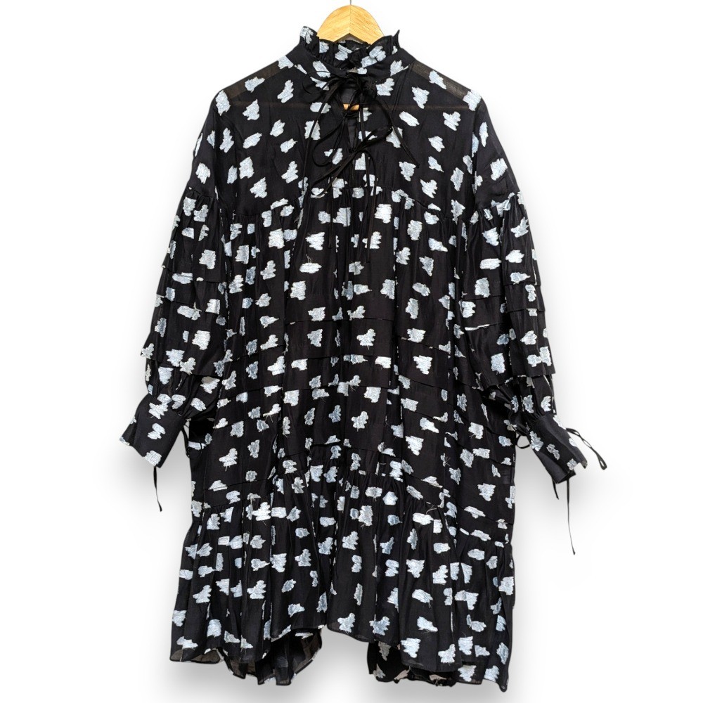 CECILIE BAHNSEN Rose Fil-coupe tiered dress, UK8, US4, black Women USED