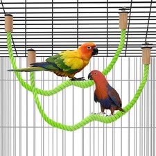 2 Pack Bird Rope Perch Swing Birds Cage Stand Pole Accessories green