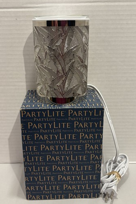 #ad Partylite Silver Palm Electric Wax Oil Scentglow Warmer Trees Metallic $27.30