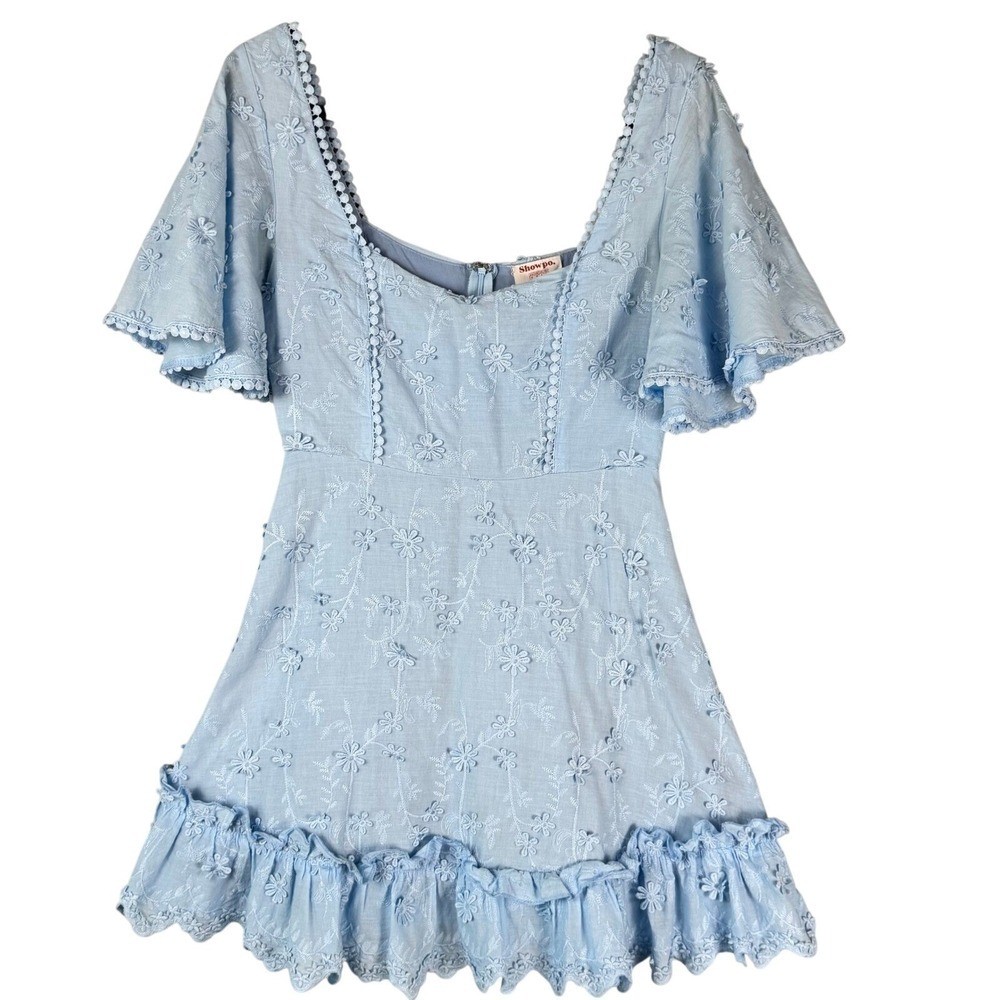 blue coquette dress Blue Floral embroidery Lace Coquette Dress coquette fashion style main image 1