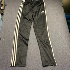 ADIDAS Unisex Youth Track Pants Size L 14/16 Black Gray Jogger Athletic 3-Stripe