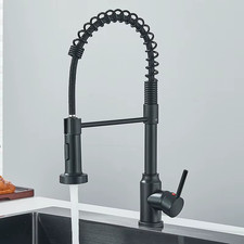 Pull down Kitchen Faucet Sing Handle Hot Cold Water Mixer Tap 360 Swivel Dual F
