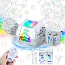 2026 RC Bubble Machine with RGB Lights, 360 Auto Rotation Bubbles Toy,...