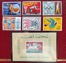 Timbres QATAR Neufs** MNH Série des Jeux Olympiques de Mexico de 1968 + Bloc 