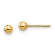 3mm Polished Ball Silicone Back Stud Earrings in 14k Yellow Gold