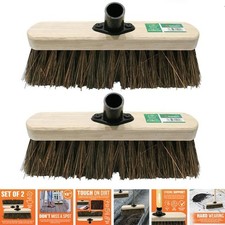 2 X 12" STIFF BROOM HEAD HEAVY DUTY OUTDOOR SWEEPING YARD GARDEN DECK HARD BRUSH