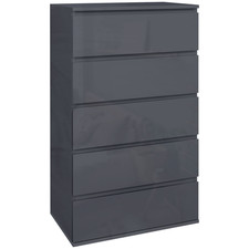High Gloss 5 Drawer Chest of Drawers Modern Bedroom Storage Cabinet