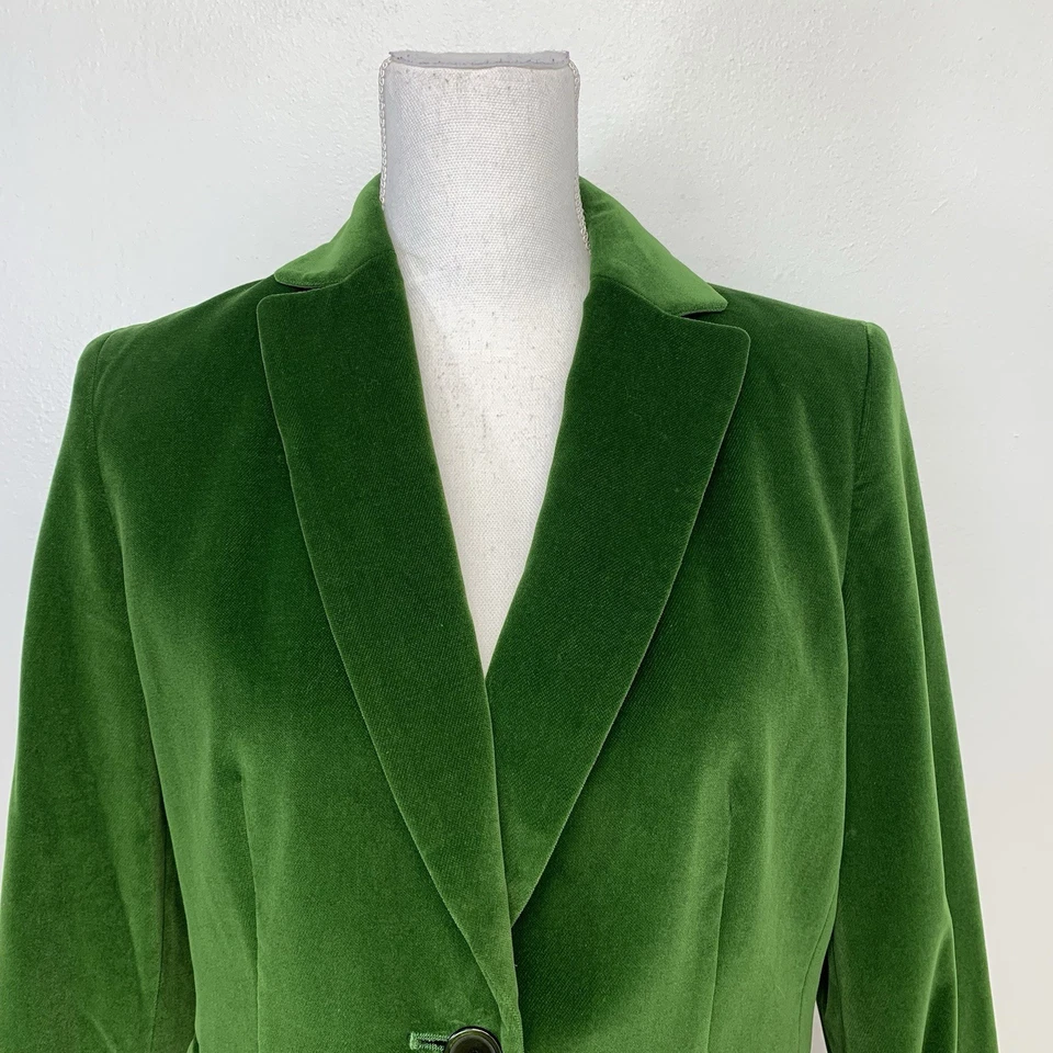 Talbots бархатный блейзер куртка женщина 8 лайм зеленый 1 кнопка классический опрятный карьера - Изображение 2 из 4