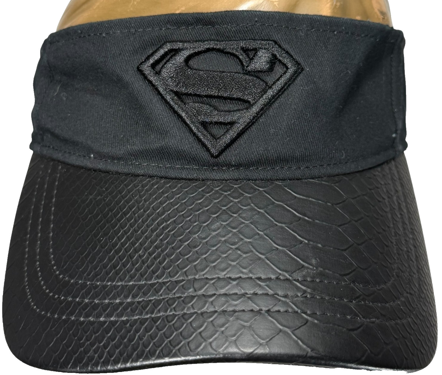 Superman Sixflags Hat Cap Visor Strap Back Black … - image 1