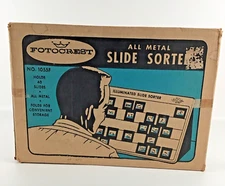 Fotocrest All Metal Illuminated Slide Sorter No. 1055F Holds 40 Slides Vintage