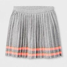 Girls' Cat  Jack Grey Pleated Sweater Skirt with Pink  Glitter Stripe, XS S M