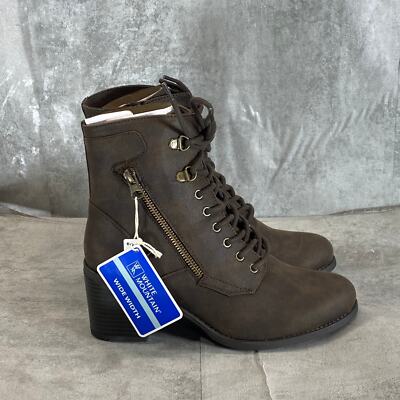 WHITE MOUNTAIN Women's Wide Dark Brown Dorian Combat Block-Heel
