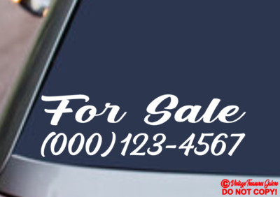 FOR SALE with YOUR PHONE NUMBER Vinyl Decal Sticker Car Window Bumper ...
